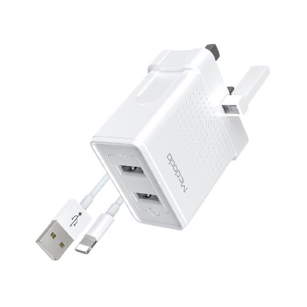 مجموعة شاحن السفر مكدودو ثنائي USB مع كيبل بيانات لايتنينج