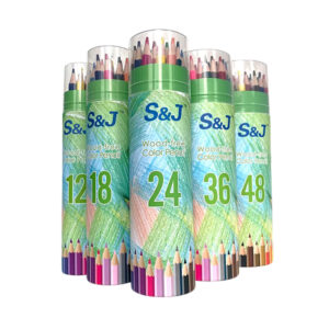 ألوان خشبية S&J علبة أسطوانية