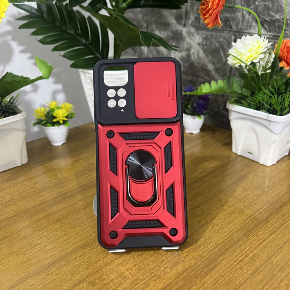 كفر Xiaomi Redmi Note 11 مع غطاء كاميرا وحلقة مسك - الصورة 2