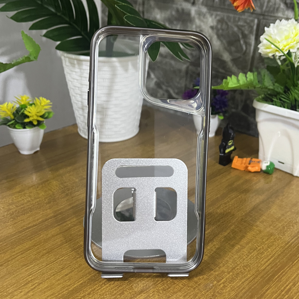 كفر شفاف بإطار رمادي آيفون 15 برو ماكس - الصورة 3